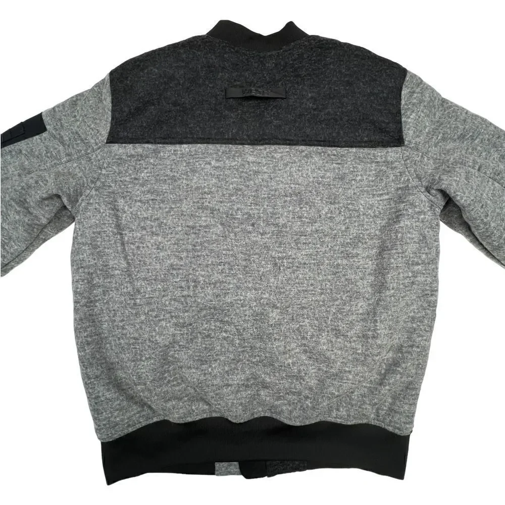 New Wesc Mumel Women US M Bomber Jacket Melange Grey Colorblock Flannel Unisex - Picture 5 of 11